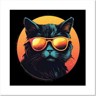 cat with glasses Posters and Art